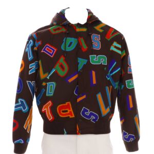 Men's LV x NBA Letters Hooded Blouson Jacket Printed Polyamide