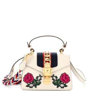 Sylvie Top Handle Bag Embroidered Leather Mini