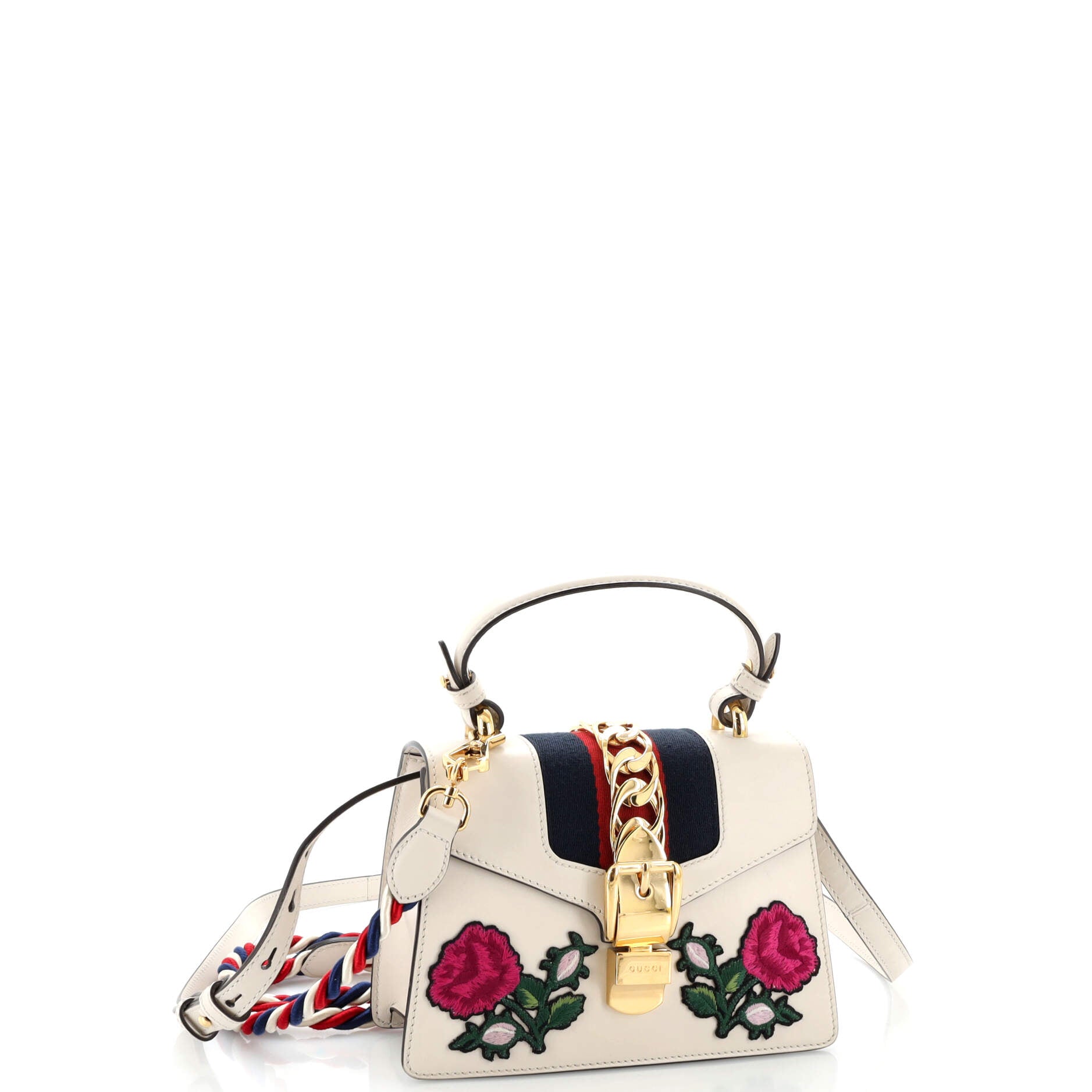 Sylvie Top Handle Bag Embroidered Leather Mini – Image 2