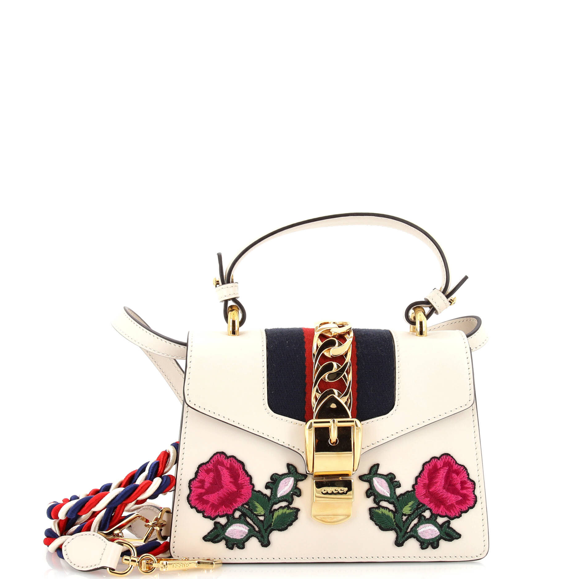 Sylvie Top Handle Bag Embroidered Leather Mini