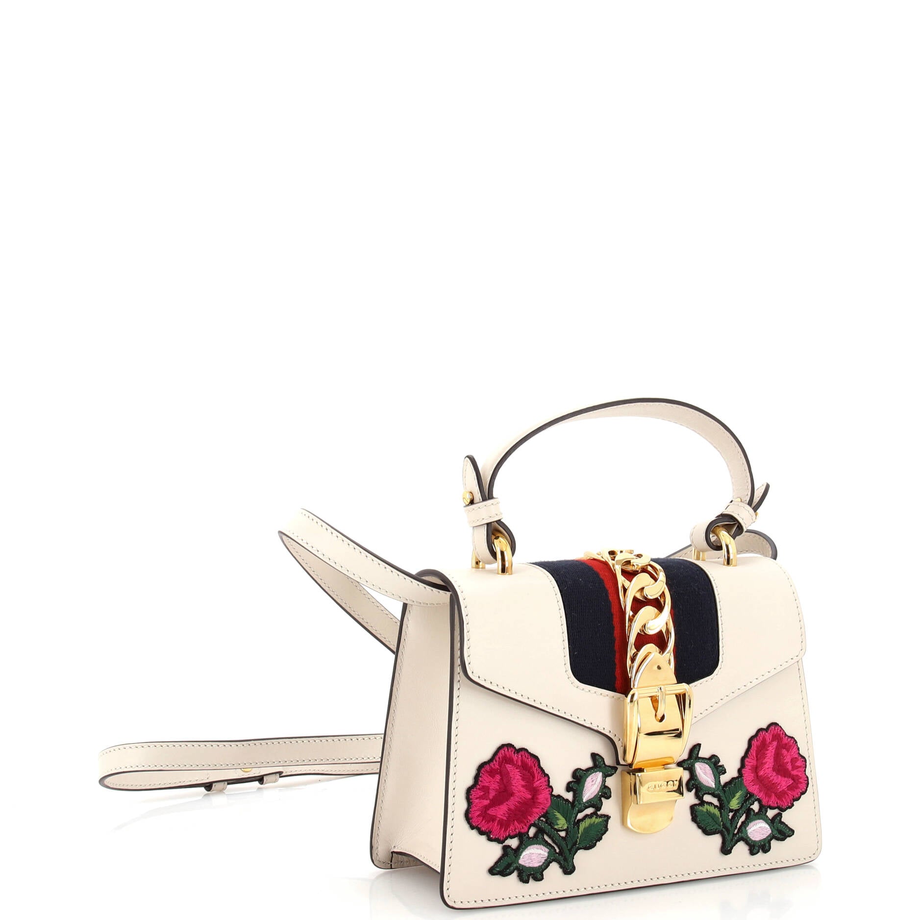 Sylvie Top Handle Bag Embroidered Leather Mini – Image 2