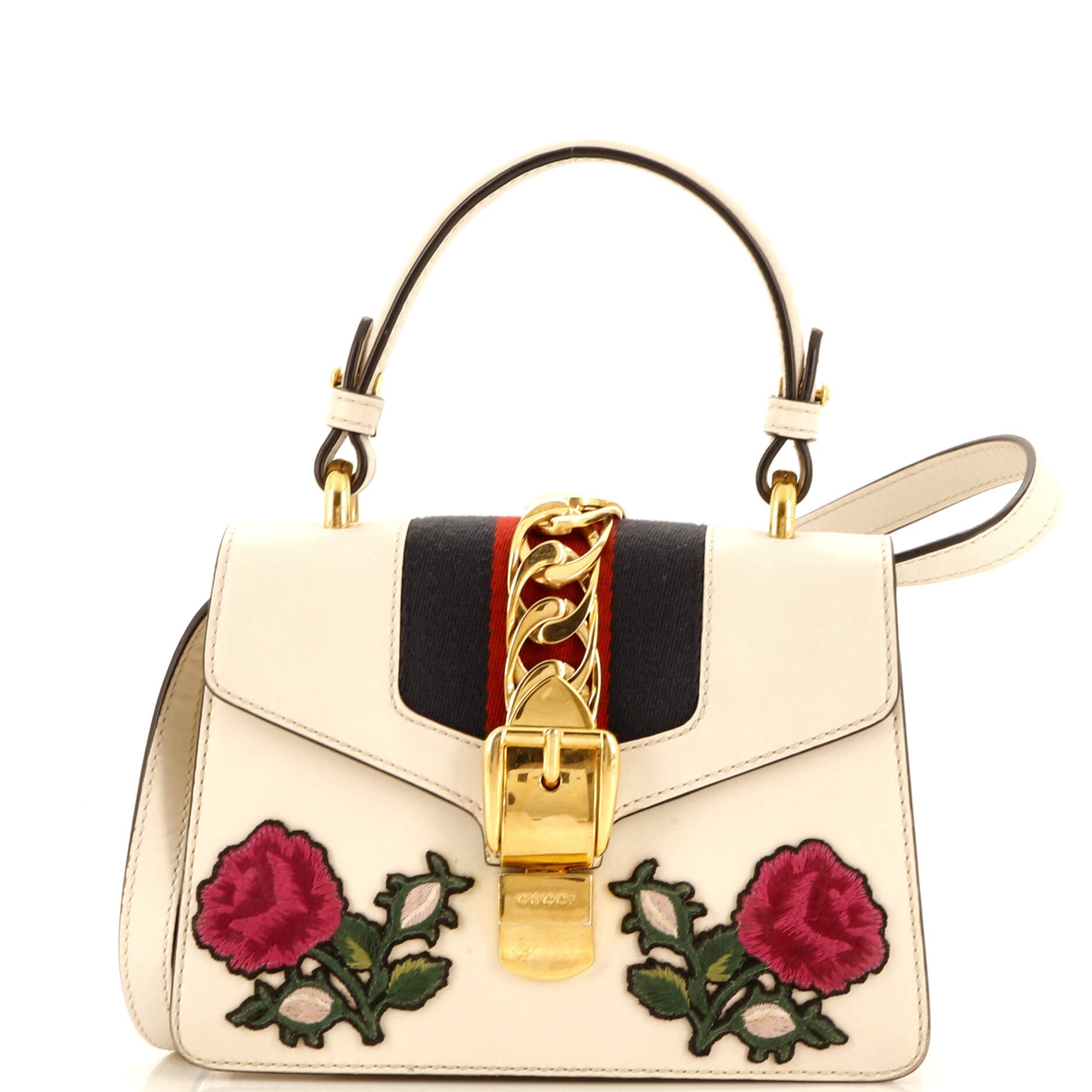 Sylvie Top Handle Bag Embroidered Leather Mini