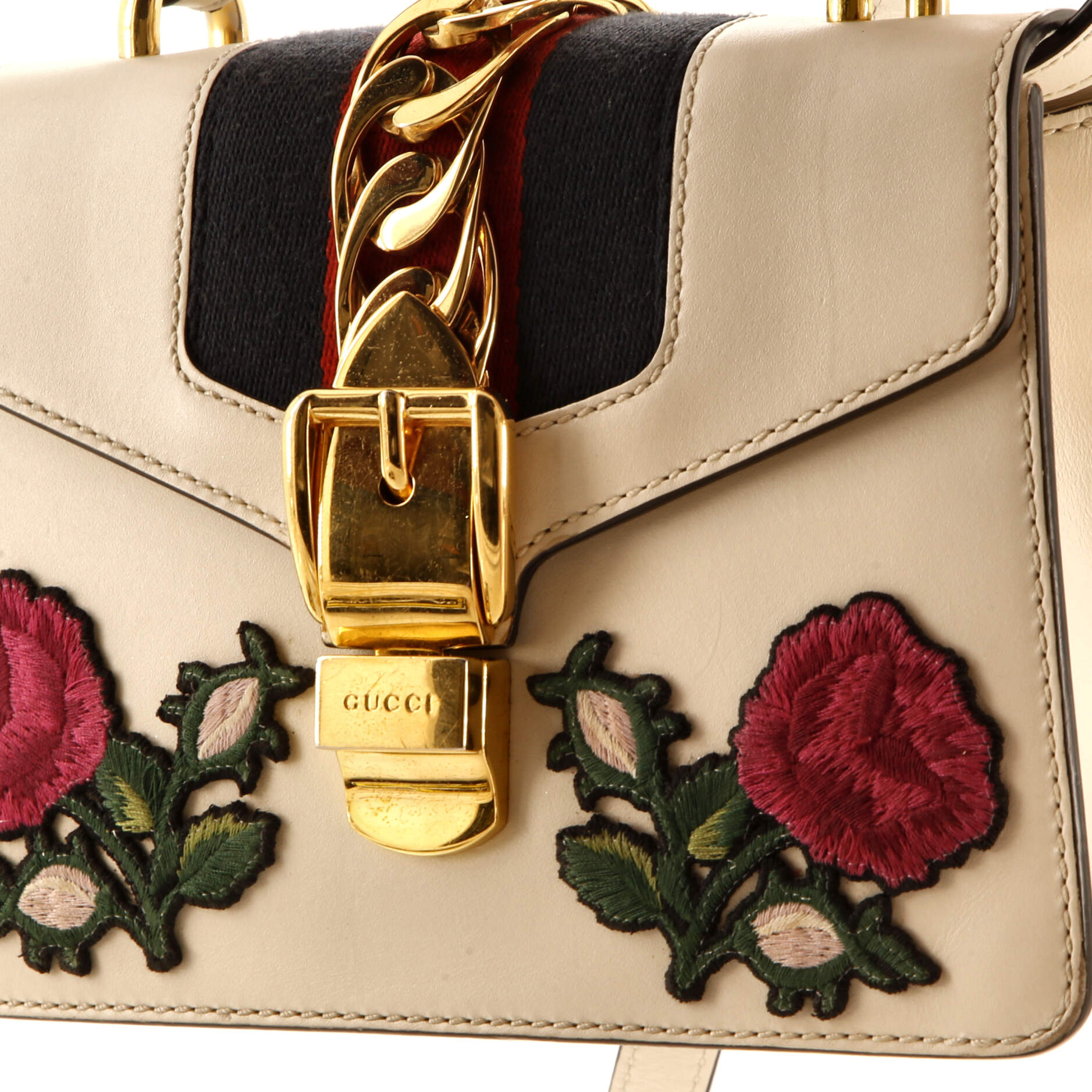 Sylvie Top Handle Bag Embroidered Leather Mini – Image 6