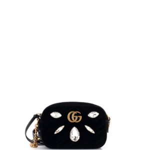GG Marmont Shoulder Bag Crystal Embellished Matelasse Velvet Mini