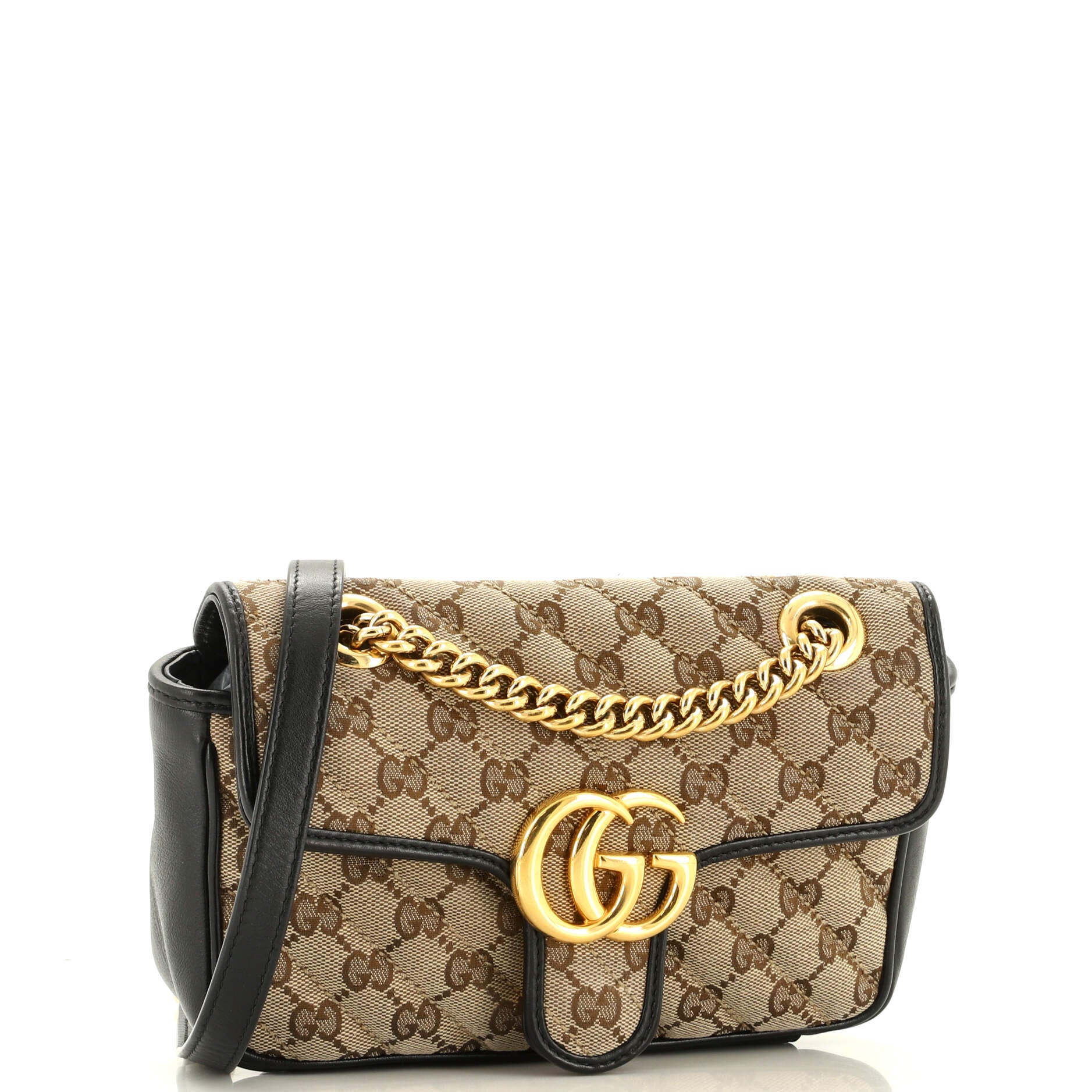 GG Marmont Flap Bag Diagonal Quilted GG Canvas Mini – Image 2