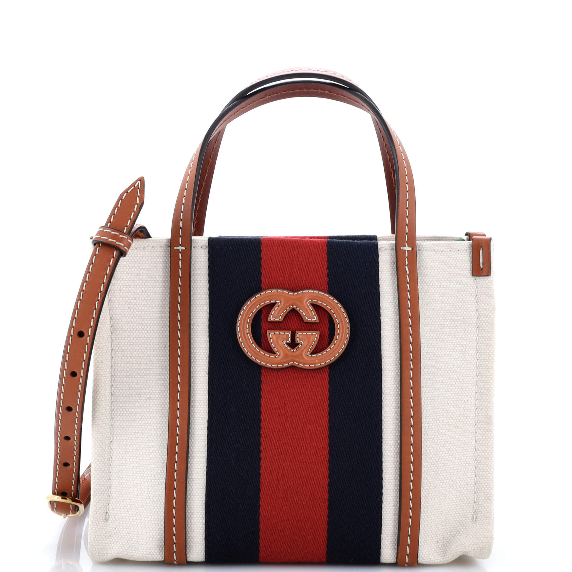 Interlocking G Web Tote Canvas Small