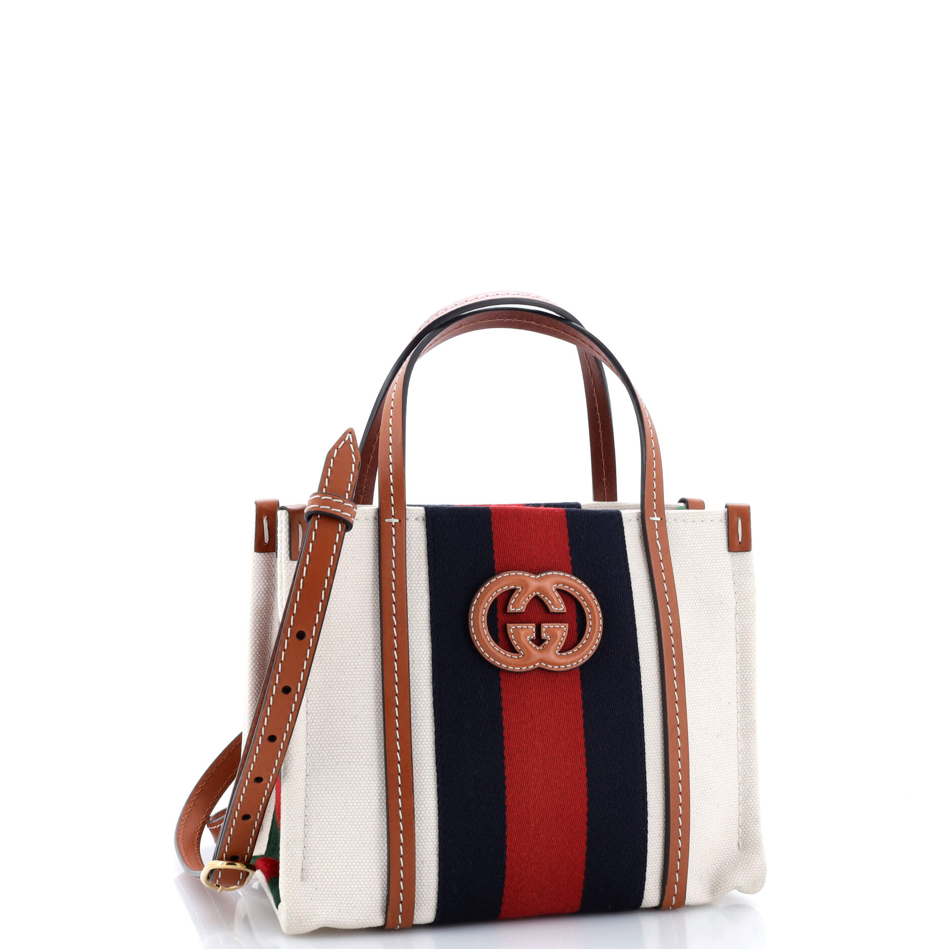 Interlocking G Web Tote Canvas Small – Image 2