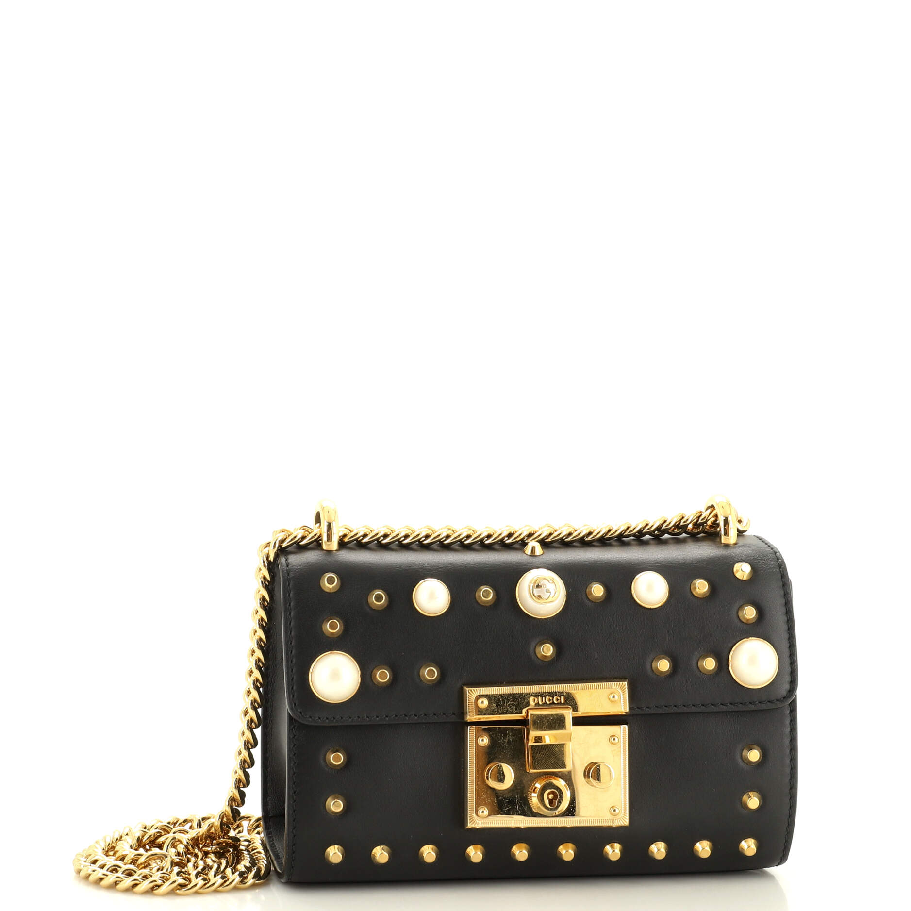 Pearly Padlock Shoulder Bag Studded Leather Small – Image 2