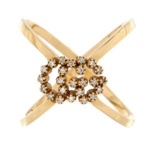 GG Running Cross Ring 18K Yellow Gold with Diamonds