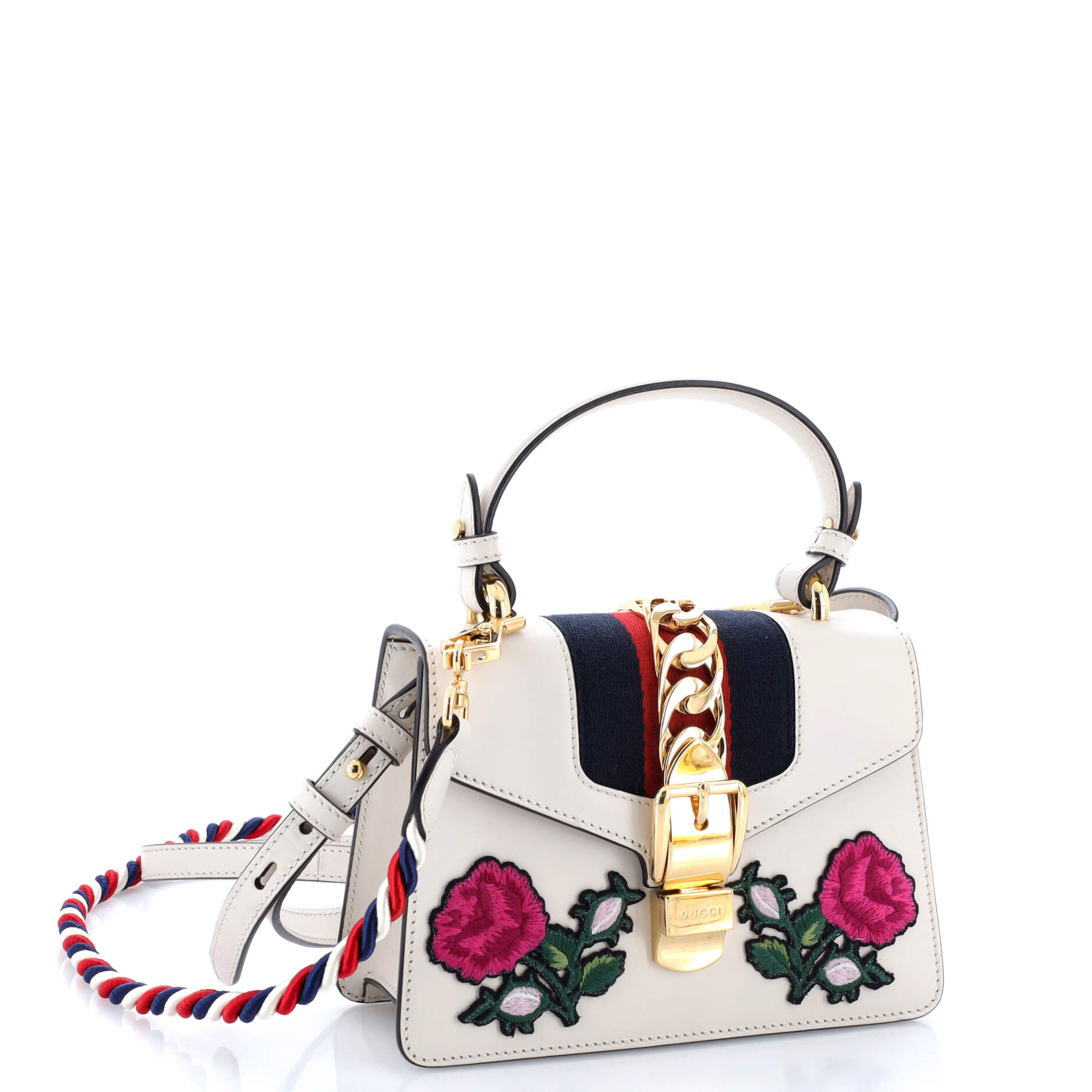 Sylvie Top Handle Bag Embroidered Leather Mini – Image 2