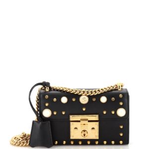 Pearly Padlock Shoulder Bag Studded Leather Small