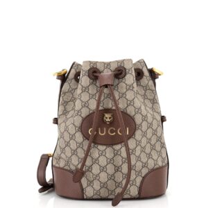 Neo Vintage Drawstring Bucket Backpack GG Coated Canvas Mini