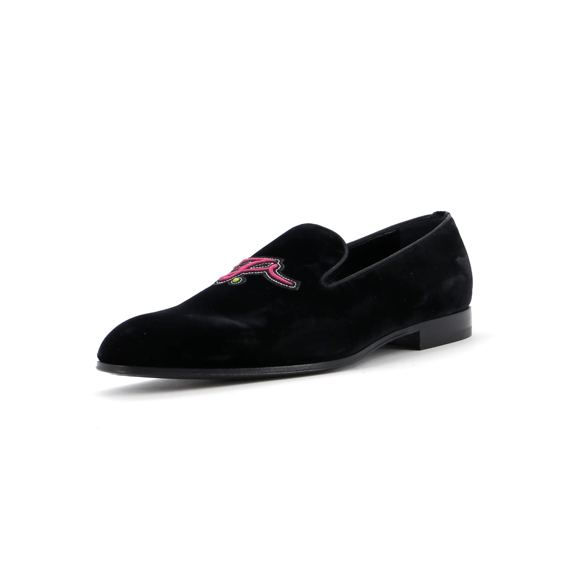 Men's Logo Loafers Embroidered Velvet
