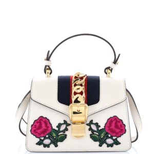 Sylvie Top Handle Bag Embroidered Leather Mini
