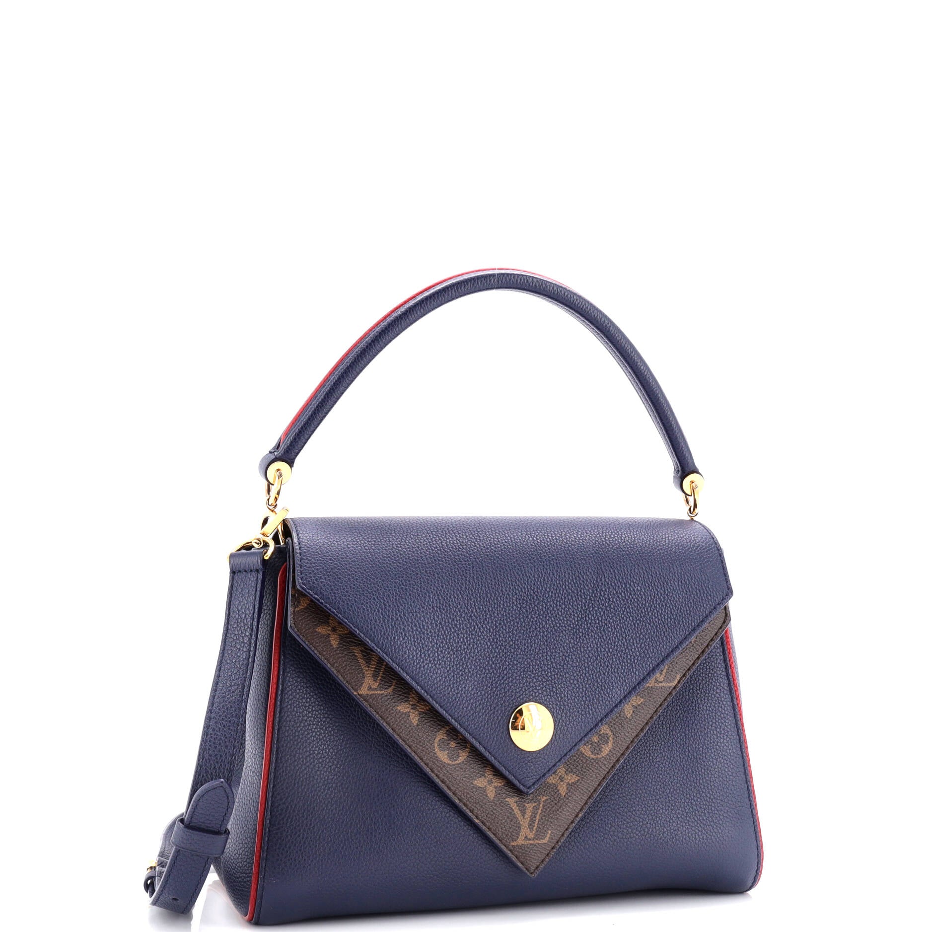 Double V Handbag Calfskin with Monogram Canvas – Image 2