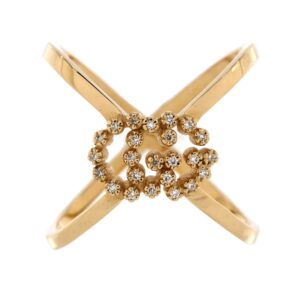 GG Running Cross Ring 18K Yellow Gold with Diamonds