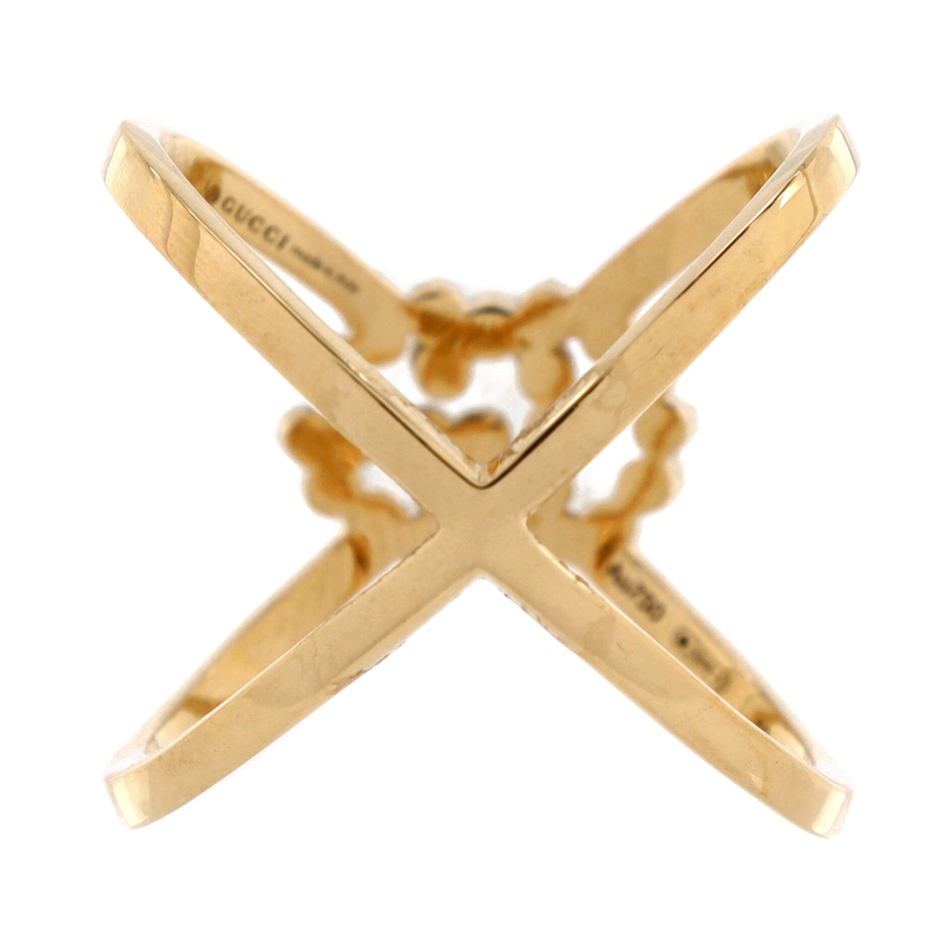 GG Running Cross Ring 18K Yellow Gold with Diamonds – Image 2