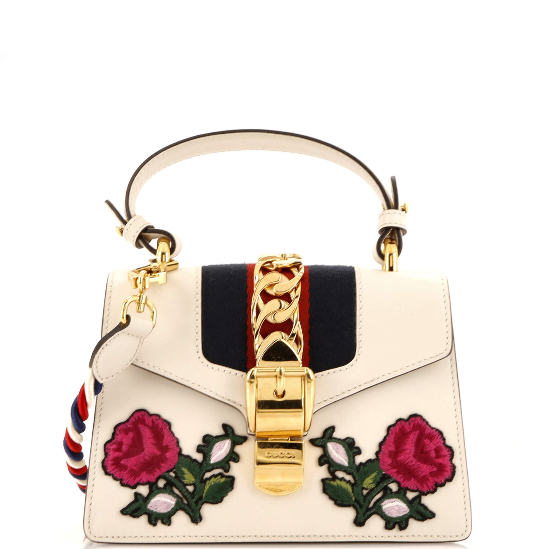 Sylvie Top Handle Bag Embroidered Leather Mini