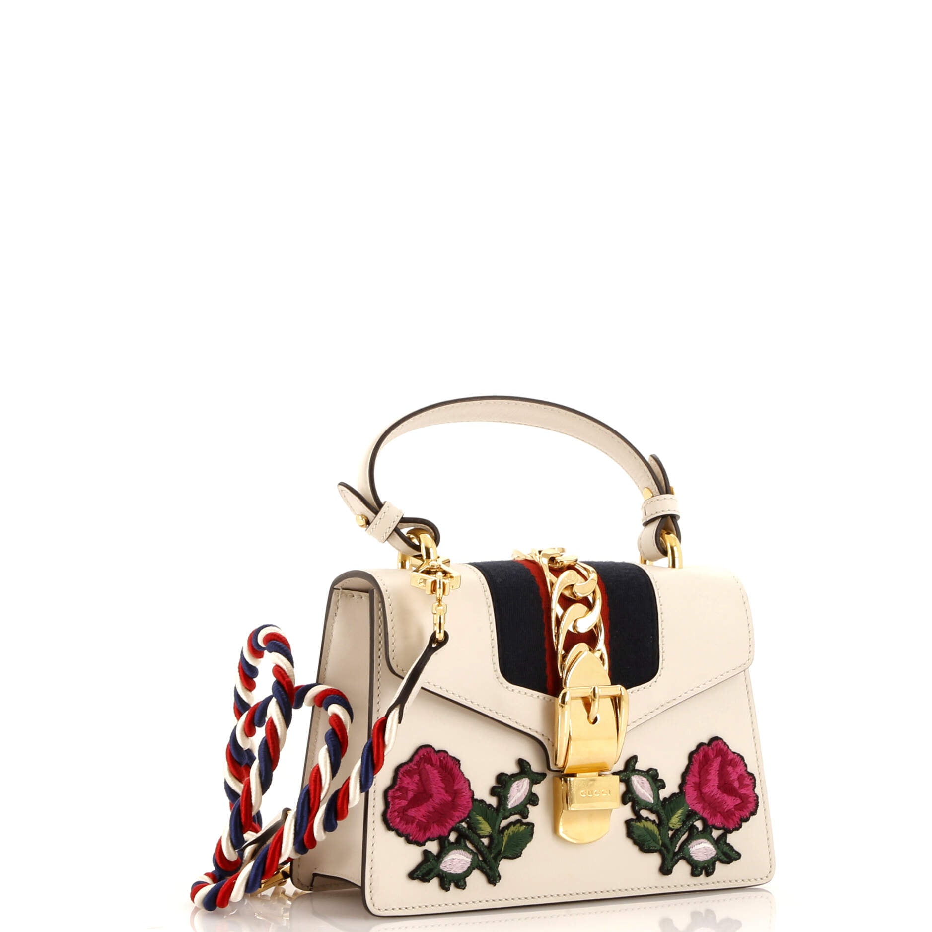 Sylvie Top Handle Bag Embroidered Leather Mini – Image 2