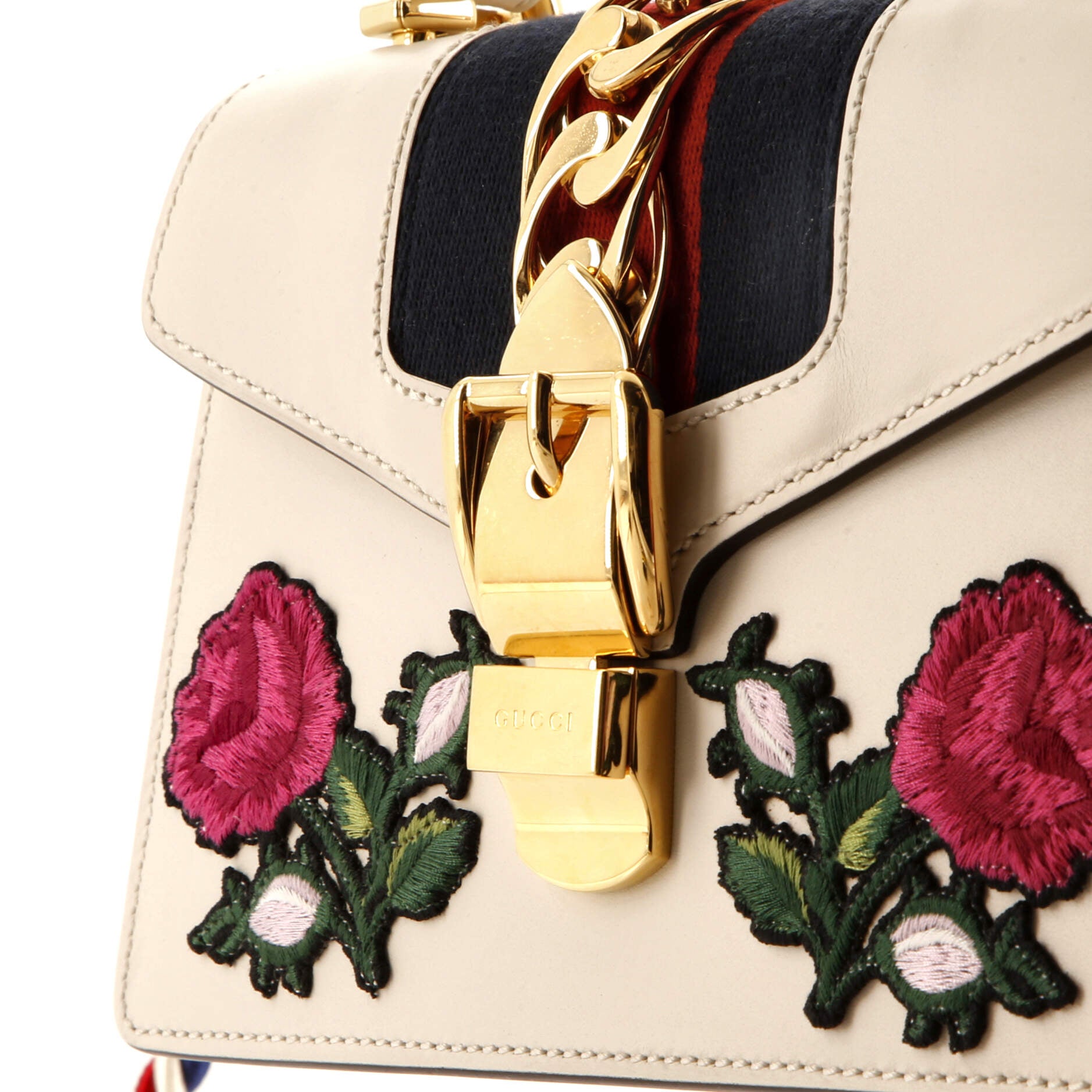 Sylvie Top Handle Bag Embroidered Leather Mini – Image 6