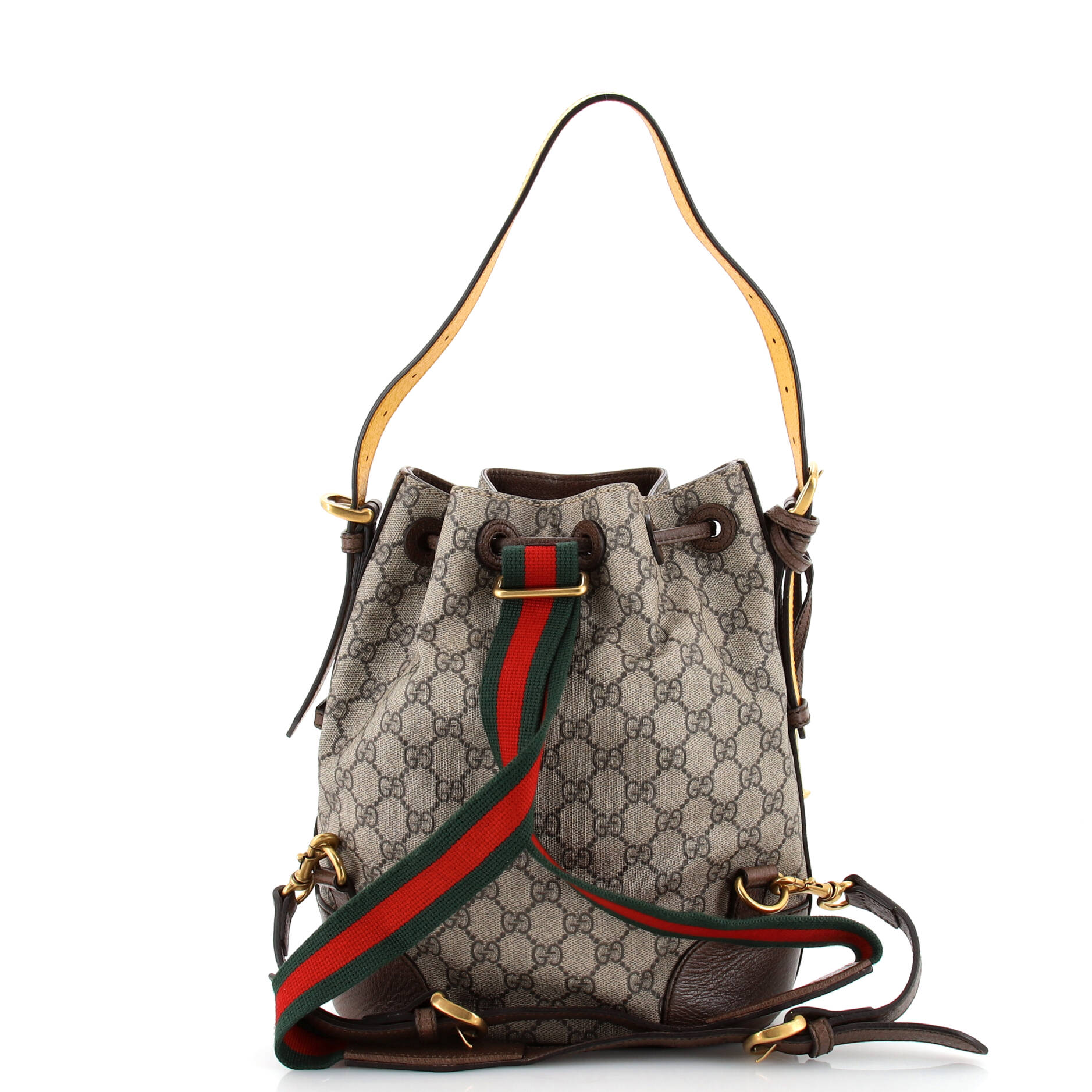 Neo Vintage Drawstring Bucket Backpack GG Coated Canvas Mini – Image 3