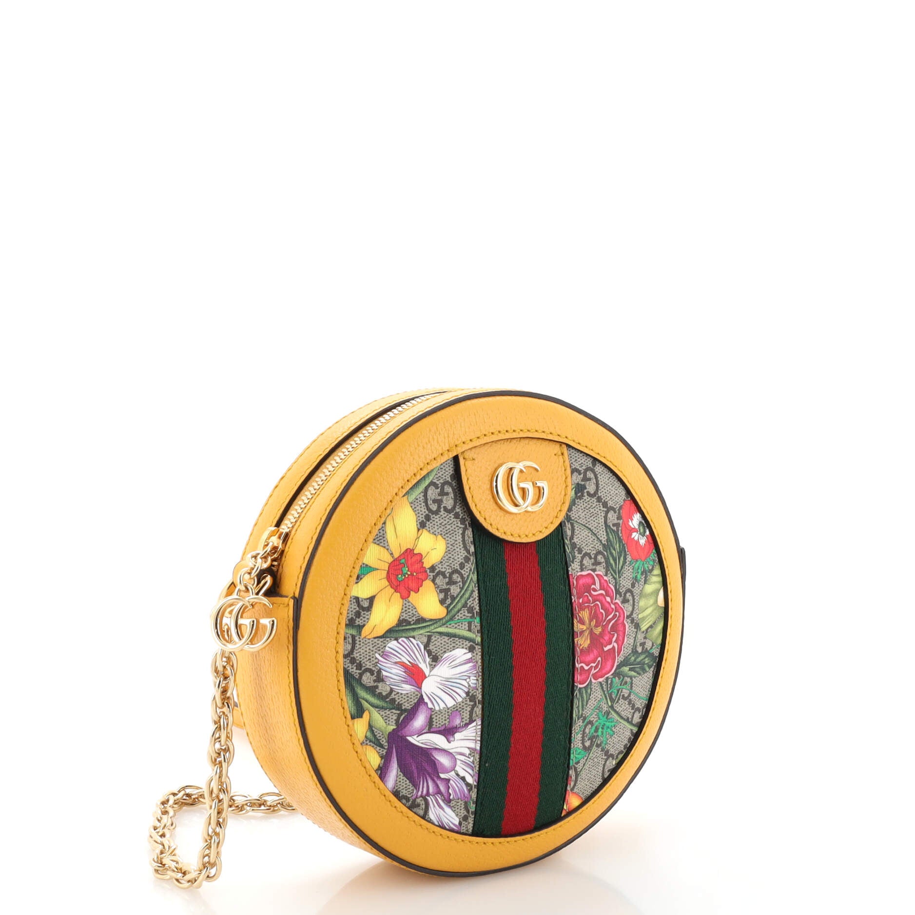 Ophidia Round Shoulder Bag Flora GG Coated Canvas Mini – Image 2
