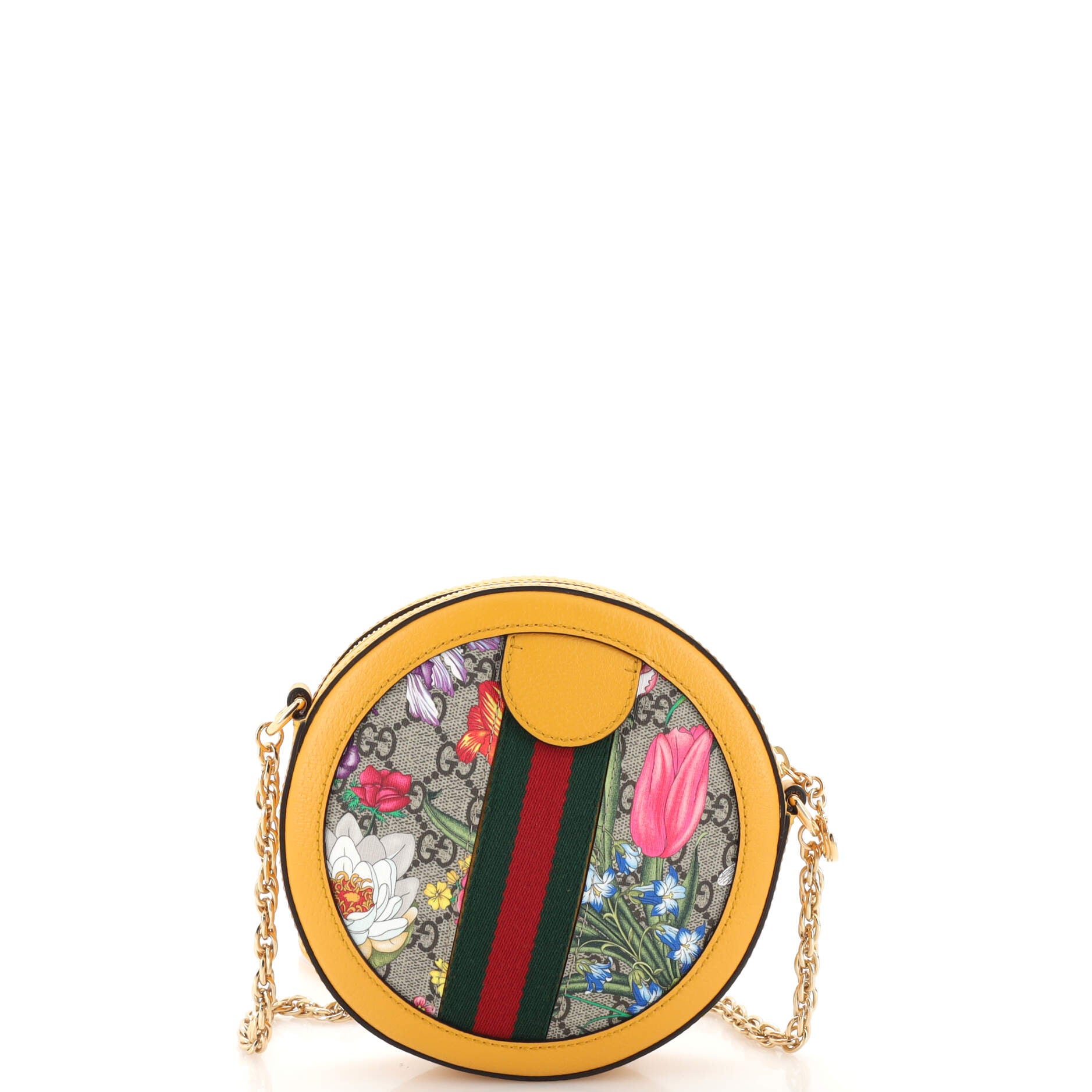Ophidia Round Shoulder Bag Flora GG Coated Canvas Mini – Image 3