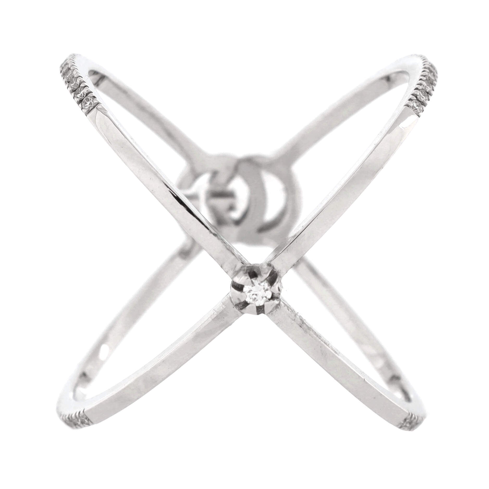 GG Running Cross Ring 18K White Gold and Pave Diamonds – Image 3