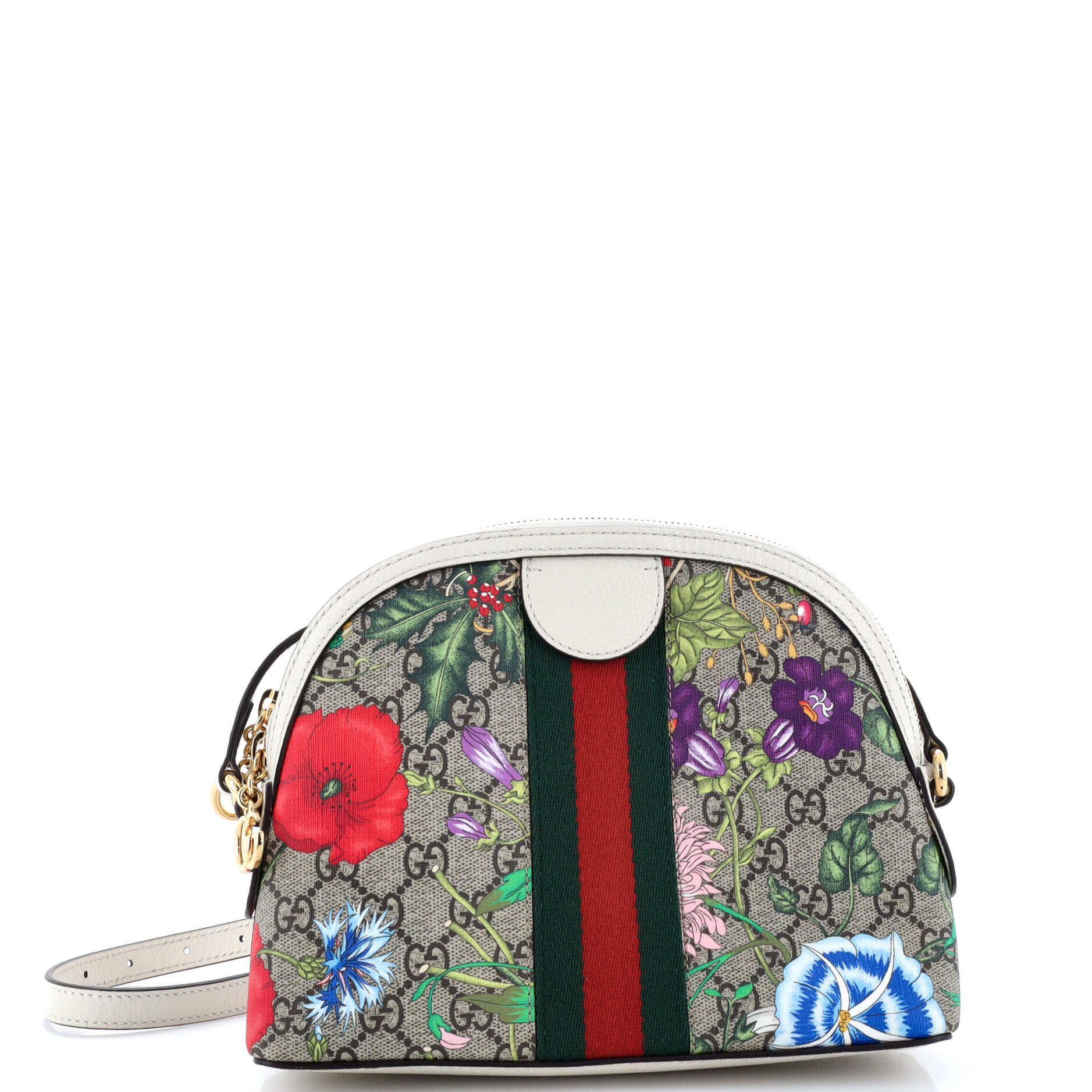 Ophidia Dome Shoulder Bag Flora GG Coated Canvas Small – Image 3
