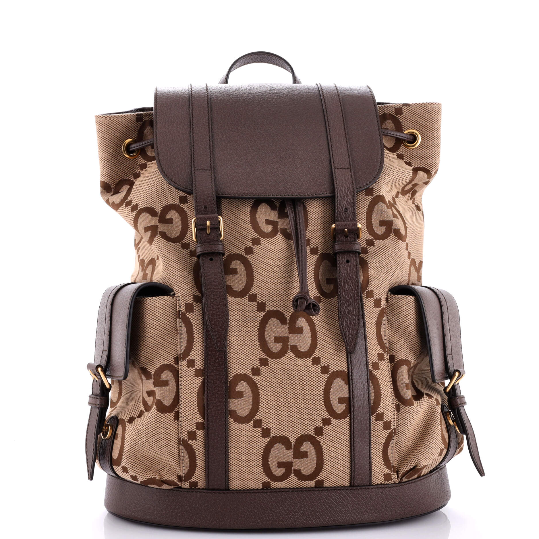 Double Pocket Belt Backpack Jumbo GG Canvas and Leather Large – Image 2