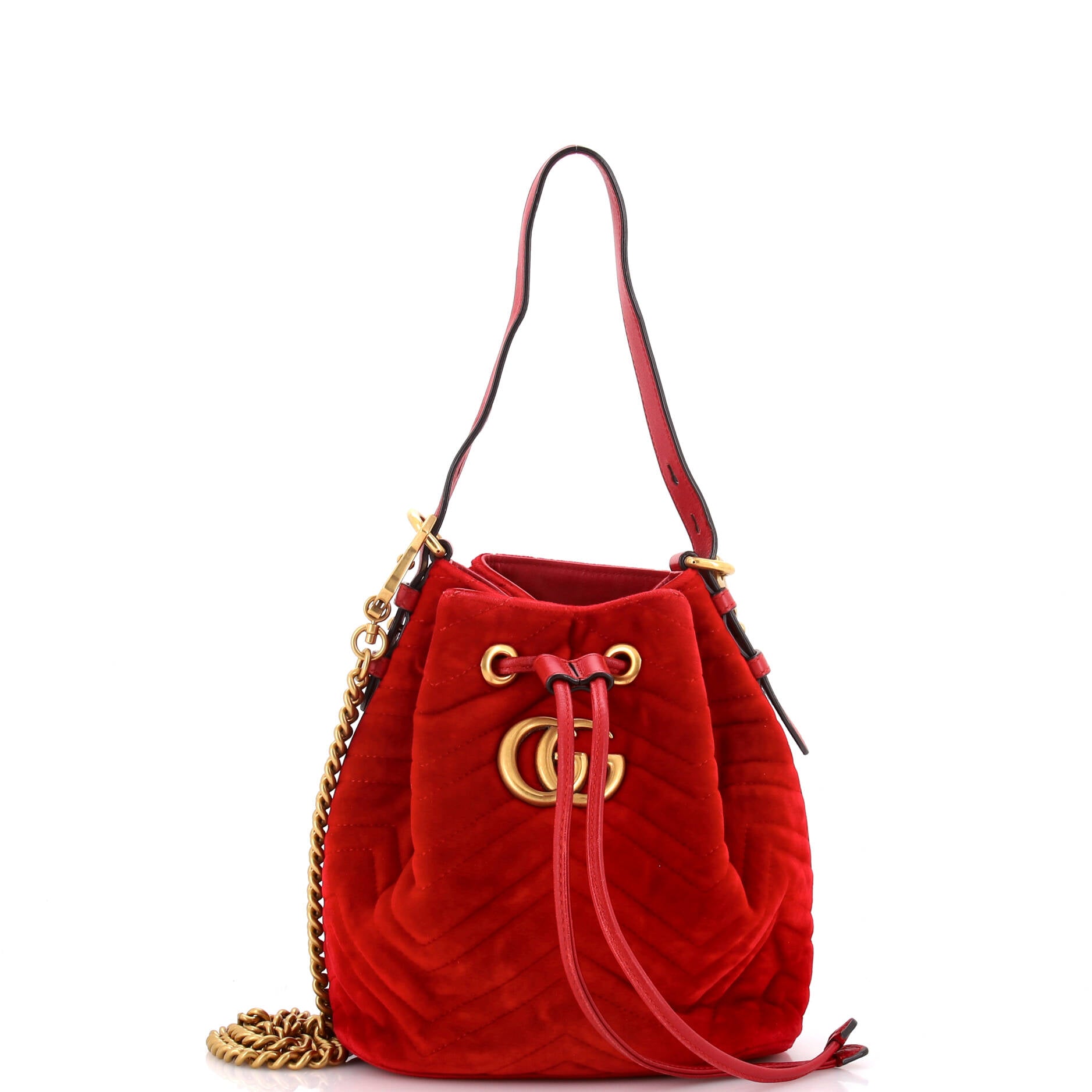 GG Marmont Bucket Bag Matelasse Velvet Small