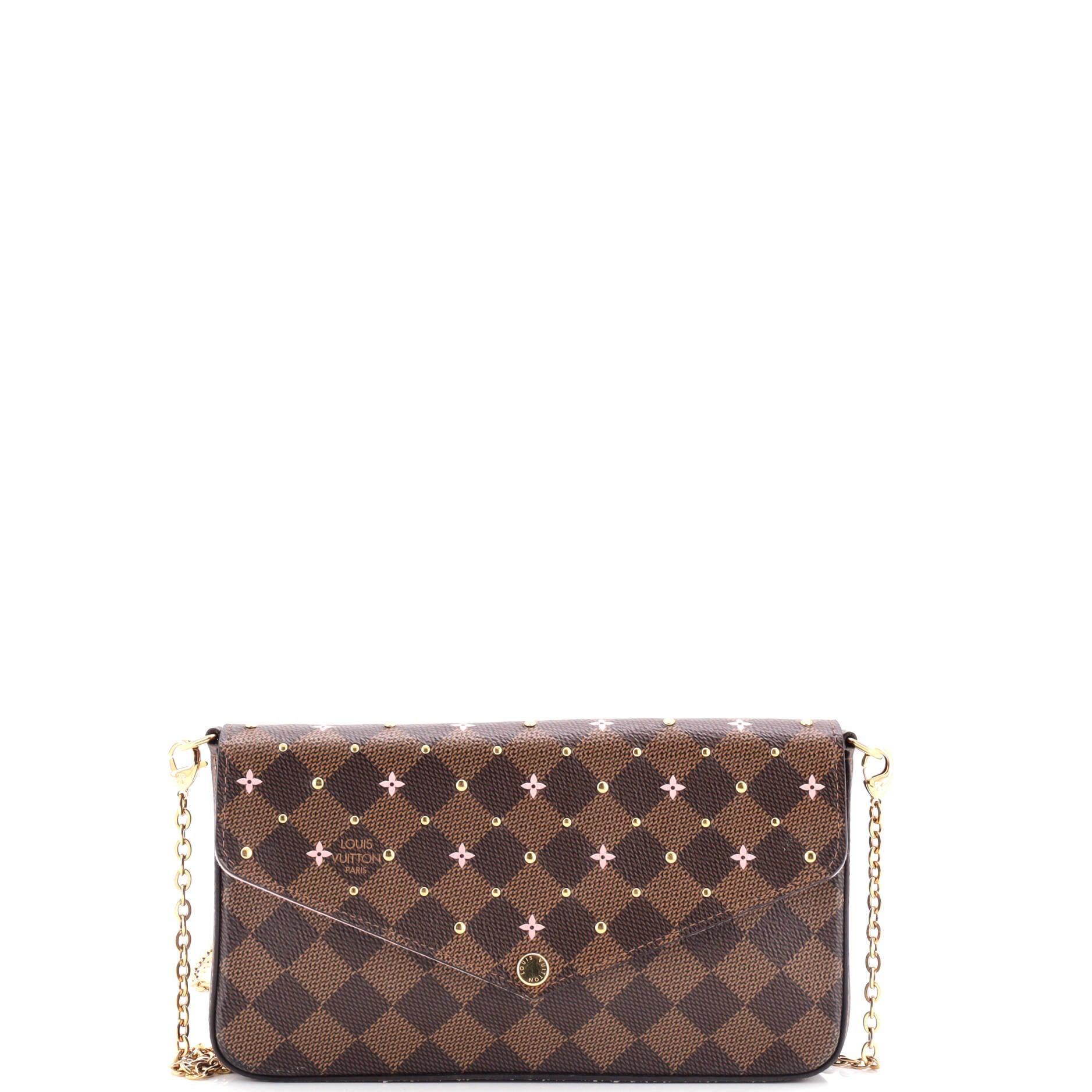 Felicie Pochette Flower Printed Studded Damier