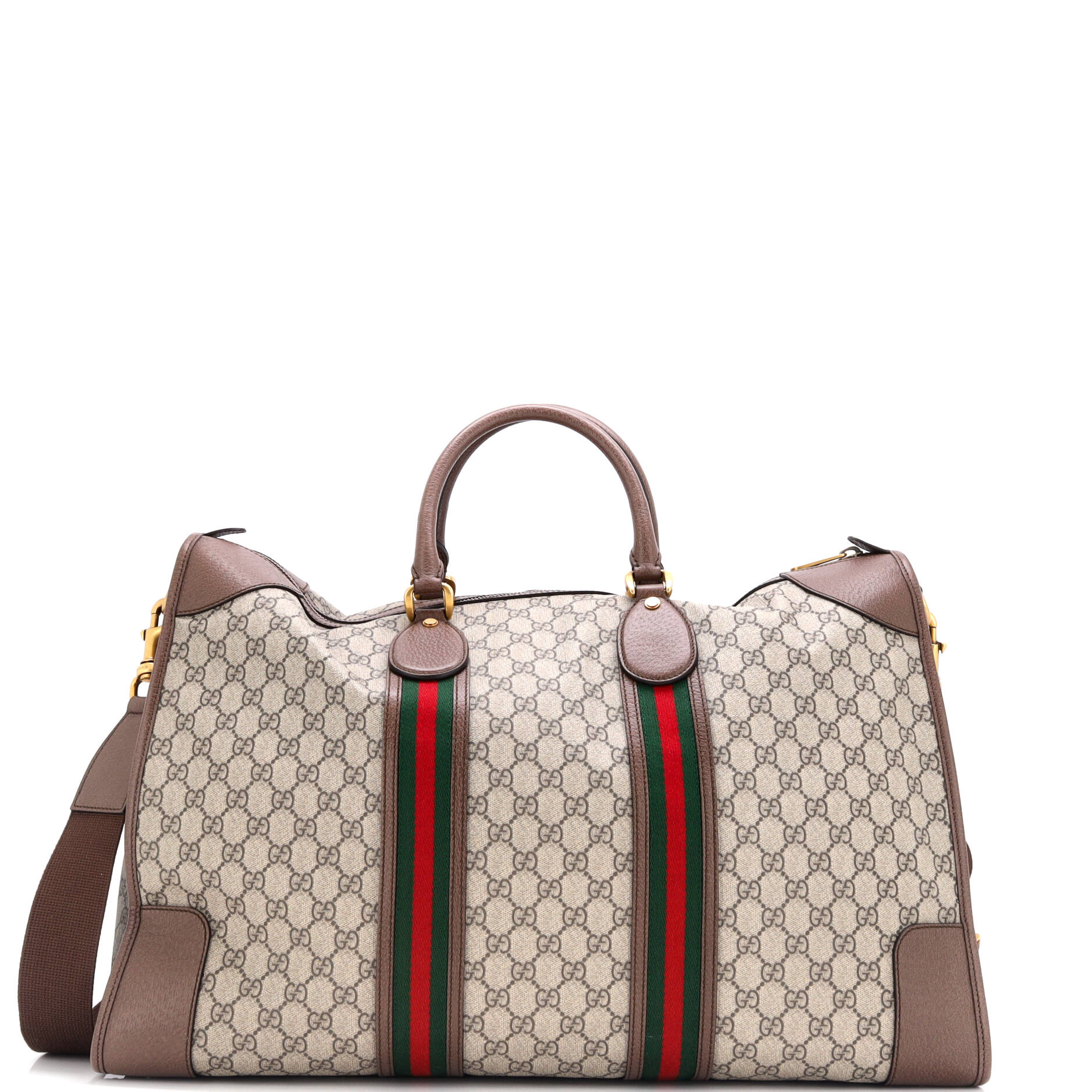 Ophidia Carry On Duffle Bag GG Coated Canvas and Leather Large – Image 3