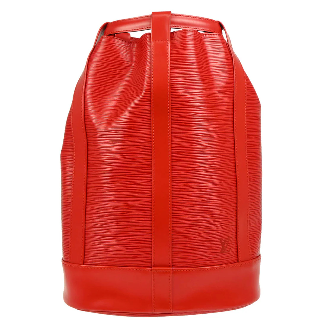 Louis Vuitton 1995 Red Epi Randonnee PM Bucket Shoulder Bag M52357